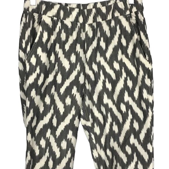 J. Crew Seaside Jogger Pant Ikat Cream Gray Print Pull On Pants sz 6 - Picture 8 of 11